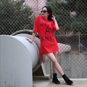 Red oversized graphic tshirt dress